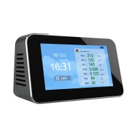 DM601B Air Quality Monitor PM2.5 CO2 PM1.0 PM10 HCHO TVOC Temperature Humidity AQI With Alarm Clock