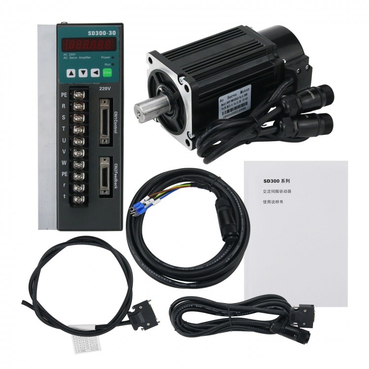 AC 220V Servo Motor Driver Kit 750W 3000RPM Servo Motor Kit For CNC