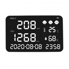 DM1307 Wall Mount Carbon Dioxide Detector PM2.5 PM10 PM1.0 Temperature Humidity Monitor 17" Display