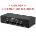 B042 Passive Power Amplifier Selector Speaker Switch Lossless 4 Amplifier In 2 Speaker Out Selector
