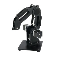 3-Axis Mechanical Robot Arm 3-DOF Robotic Arm + 3pcs 42 Gear Motors Aluminum Alloy 6061 Black       