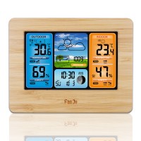 FanJu FJ3373 Weather Station Clock RF Wireless Weather Clock Color Screen Perpetual Calender Grain