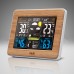 FanJu FJ3365 Weather Station Radio Wave Clock RF Weather Clock Perpetual Calendar Bamboo Surface