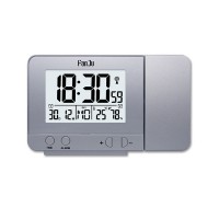 FanJu FJ3531 Projection Clock Alarm Clock Time Temperature Projection LED Screen USB Charging Silver