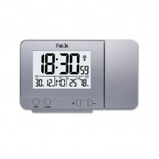 FanJu FJ3531 Projection Clock Alarm Clock Time Temperature Projection LED Screen USB Charging Silver