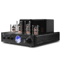 AV-2030 Black Vacuum Tube Power Amplifier 30Wx2 Headphone Amplifier DAC VU Meter Fits Home Speakers