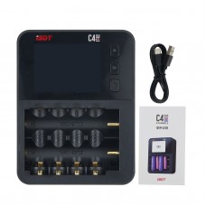 ISDT C4 EVO Smart Battery Charger with Type-C QC3.0 Output for AA AAA Li-ion Battery with IPS Display Screen