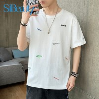 Men T Shirt Short Sleeve Tee Shirt 100% Cotton Loose Skin-Friendly Cotton Fabric T393 White M L XL