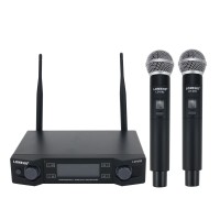 FREEBOSS LO-U02 UHF Wireless Microphone System Dual Channel Receiver 2 Handheld Mic Transmitter
