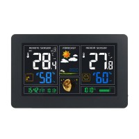 FanJu FJ3378 Wireless Weather Station Clock Color Screen For Indoor & Outdoor Temperature Humidity