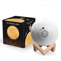 18CM/7.1" Bluetooth Speaker Lamp 3D Moon Night Light USB Charging 3 Light Color Touch & Tap Control