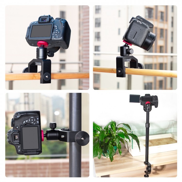 PU3065B Large C Clamp Camera Clamp Mount With 1/4 Inch Screw For DSLR