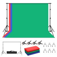 PKT5205 2x3M/6.6x9.8FT Background Stand Kit Photo Studio Backdrop Stand Kit Red/Blue/Green Backdrops