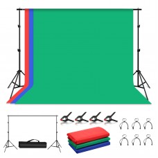 PKT5205 2x3M/6.6x9.8FT Background Stand Kit Photo Studio Backdrop Stand Kit Red/Blue/Green Backdrops