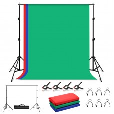PKT5204 2x2M/6.6x6.6FT Background Stand Kit Photo Studio Backdrop Stand Kit Red/Blue/Green Backdrops