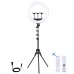 PKT3102 PULUZ 18 Inch Live LED Ring Light With Tripod Stand 70.9" 3PCS Phone Clamps & Remote Control