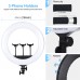 PKT3102 PULUZ 18 Inch Live LED Ring Light With Tripod Stand 70.9" 3PCS Phone Clamps & Remote Control