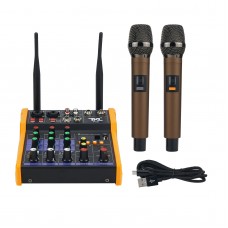 TKL R2 4-Channel USB Sound Mixer Console Mini Bluetooth Audio Mixer With Wireless Microphones