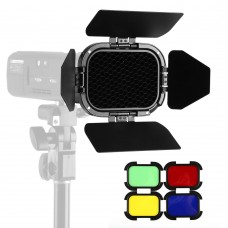 Godox BD-07 Barn Door With Honeycomb Grid 4 Color Filters For Godox AD200 Pocket Flash Light