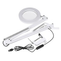 LED Magnifying Lamp Metal Swing Arm Magnifier Lamp 5X Magnification 4.1" Lens 33+33CM for Reading/Office/Work