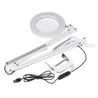 LED Magnifying Lamp Metal Swing Arm Magnifier Lamp 5X Magnification 4.1" Glass Lens 22cm+22cm for Reading/Office/Work