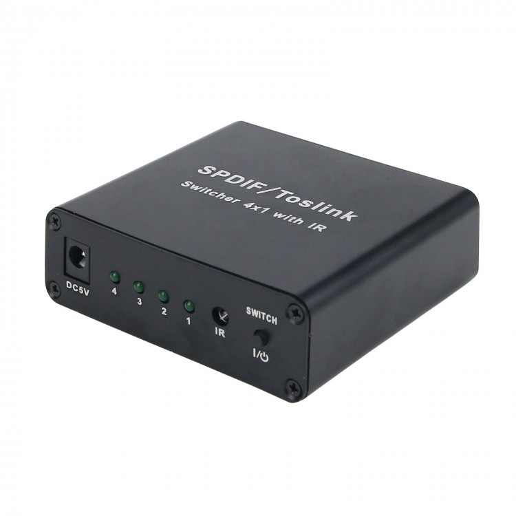 NKL41 Optical Audio Splitter For SPDIF/Toslink Switcher 4x1 With IR Toslink Splitter 4 In 1 Out