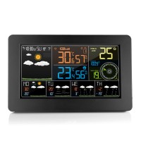 LCD Digital Alarm Wall Clock Weather Station wifi Indoor Outdoor Temperature Humidity Pressure Wind Weather Forecast -EU Plug