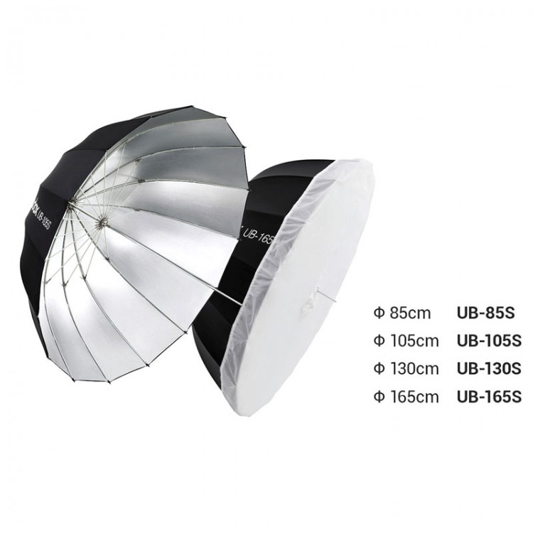 Godox Parabolic Umbrella UB-105S Indoor Silver & UB-105W Indoor White Photography Studio Umbrella For Video Studio Shooting, 105 Cm, Pack Of 2