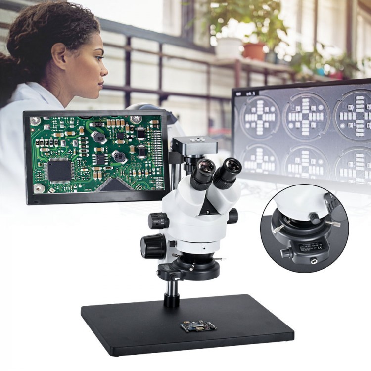 Trinocular Microscope 48MP FHD Camera V8 Kit 3.5X90X With 11.6" Screen For PCB Jewelry Repair