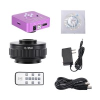 2K 51MP Microscope Camera Kit USB Camera w/ 0.35X Trinocular Stereo Microscope C Mount Adapter Lens