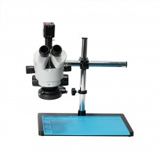 7-45X Simul-Focal Trinocular Stereo Microscope Kit w/ 24MP HD Microscope Camera 144-LED Fill Light