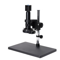 24MP HDMI Microscope Video Camera Kit 180X C Mount Lens 144-LED Ring Light Big Stand For PCB Repair