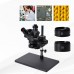 New 3.5X-100X Simul-Focal Trinocular Microscope Stereo Microscope w/ Adjustable 144-LED Ring Light Kit