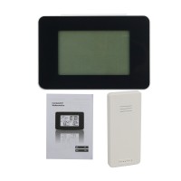 FanJu FJ3364 Weather Clock Electronic Alarm Clock For Indoor Outdoor Temperature Humidity Black