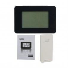 FanJu FJ3364 Weather Clock Electronic Alarm Clock For Indoor Outdoor Temperature Humidity Black