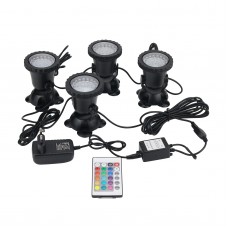 Lot 4 Submersible 36 LED RGB Pond Spot Lights for Underwater Pool Fountain IP68