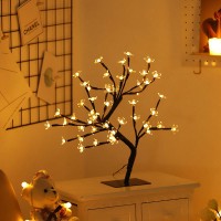 45CM/17.7" Cherry Light Tree Indoor Lighted Tree 48-LED Artificial Tree Decoration For Bedroom Living Room