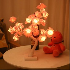 45CM/17.7" Rose Tree Lamp Tree Table Lamp 24-LED Room Artificial Tree Decor Valentine's Day Present