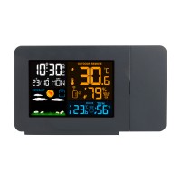 FanJu FJ3391 Weather Station Projection Clock Alarm Clock For Indoor Outdoor Temperature Humidity