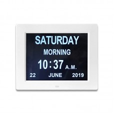 8Inch IPS Digital Clock Calendar with Date Day Reminder for Elderly and Children 12H 24H 2Modes White