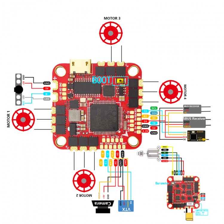 HAKRC F722 40A AIO Drone Flight Controller ESC In One Dual USB Suitable