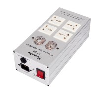 3000W 15A LED Display Aluminum Audio Noise AC Power Filter Amplifier PC Power Conditioner Purifier Surge Protection-Silver