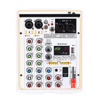 15W Mini Mixer 4-way Karaoke Mixer Bluetooth Audio Mixer Sound Card Sound Equalizer TypeC-USB for Wedding-White