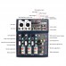 JIY Sound Mixer with USB Professional 4 Channel Audio Mixer Amplifier DJ Mixing Console with Digital Microphone for Home Karaoke