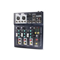 JIY Sound Mixer with USB Professional 4 Channel Audio Mixer Amplifier DJ Mixing Console with Digital Microphone for Home Karaoke