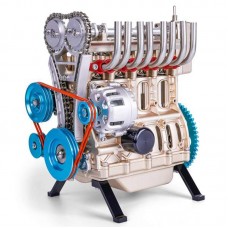 DM113 Metal Model Engine Kit 4 Cylinder Engine Model Kit Unassembled (Full Metal Version)