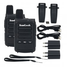 2PCS HamGeek Mini9300 8W 16CH Mini Walkie Talkie 1-10KM VHF UHF Transceiver Black For Hotel Factory