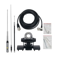 HH-9000 HF Mobile Antenna 29.6/50.5/144/435MHz w/ Bracket 5M Feeder For TYT TH-9800 KT-7900D (Black)