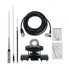 HH-9000 HF Mobile Antenna 29.6/50.5/144/435MHz w/ Bracket 5M Feeder For TYT TH-9800 KT-7900D (Black)