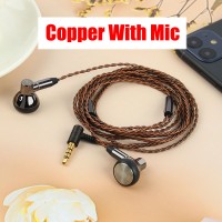 JCALLY EP09 Dynamic in Ear Earphones Oxygen Free Copper Plated Earbuds Wired Headphones High Purity OFC Headset w/ Microphone-Brown Cable